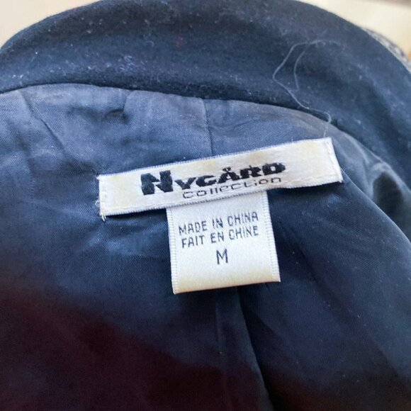 Nygard Collection Black Wool Gold Floral Embroidery Blazer M - Picture 8 of 8